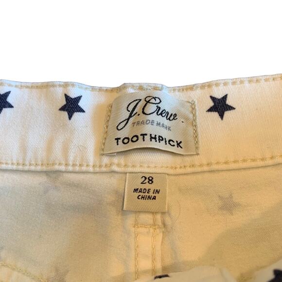 J Crew Womens ivory and navy stars toothpick jeans size 28 - Picture 6 of 6